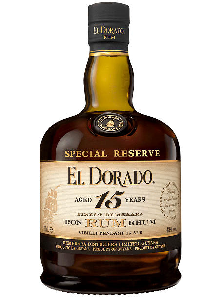 EL DORADO 15 YEARS Invecchiato per un minimo di 15 anni in botti ex bourbon. Bottiglia da cl 70